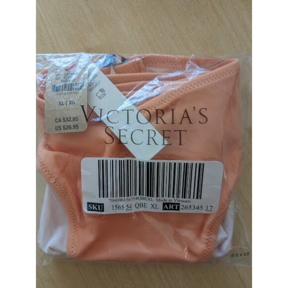 NWT PINK Victoria's Secret XL Coral Cream Bikini Push-up Top V Front Itsy Bottom - Picture 16 of 16